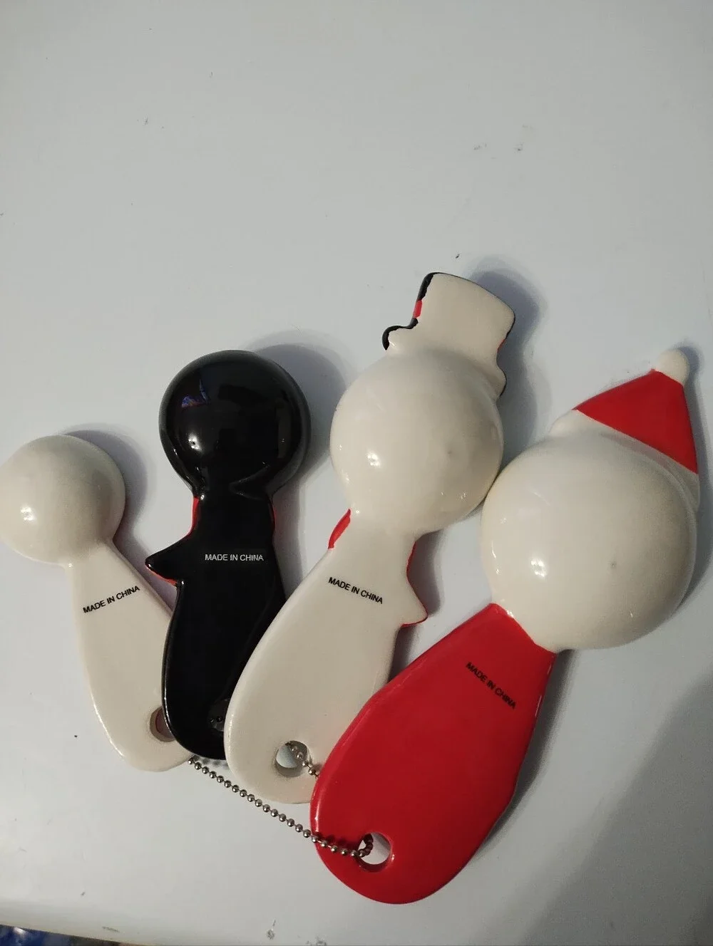 Holiday Ceramic Measuring Spoon Set - Santa, Snowman, Penguin, Candy Cane